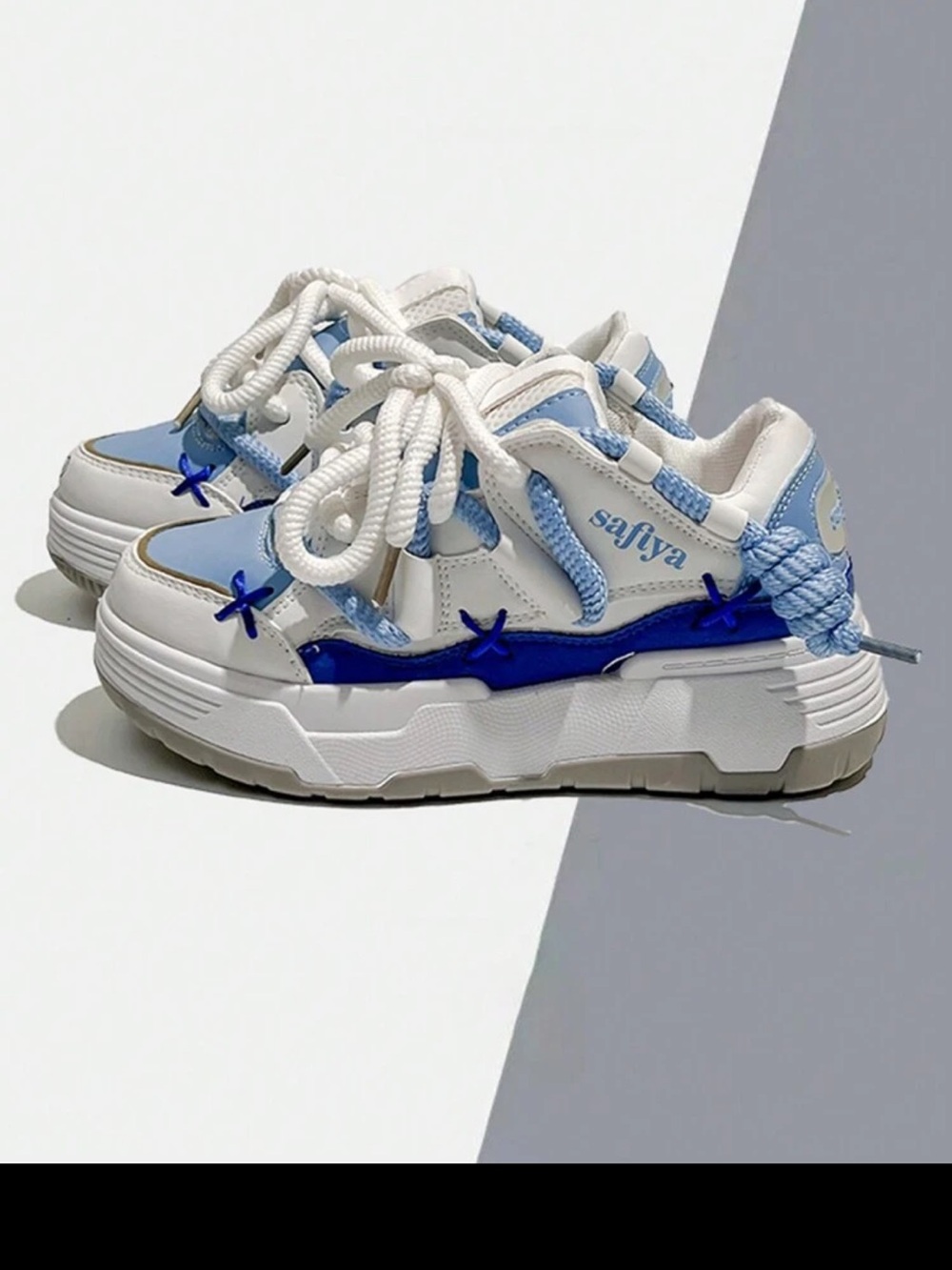 Blue & White Chunky Sneakers